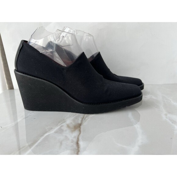 Donald J Pliner Shoes 8.5 N Narrow Black S4 Ideal Wedge Heels Slip On Bootie Wmn - Picture 2 of 11